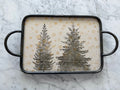 Gold and silver snow and Christmas trees tray