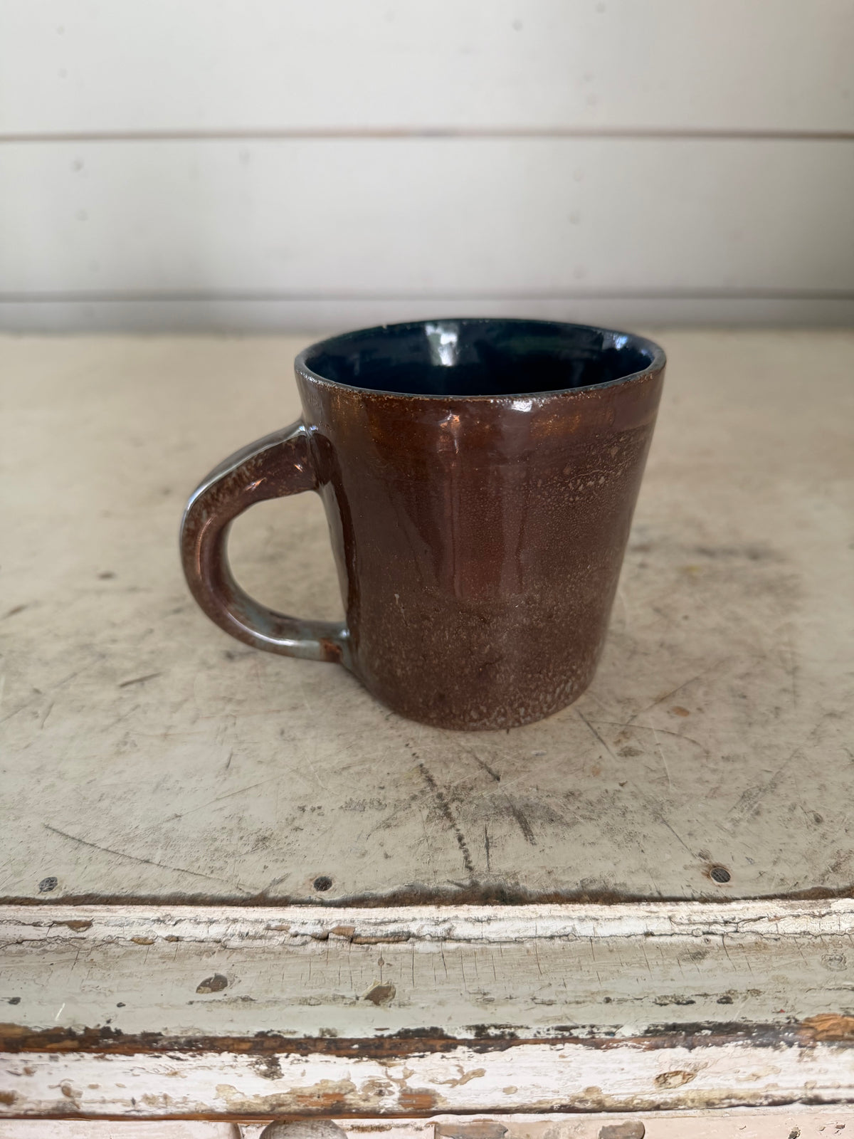 Handmaid stoneware brown glaze pottery studio mug