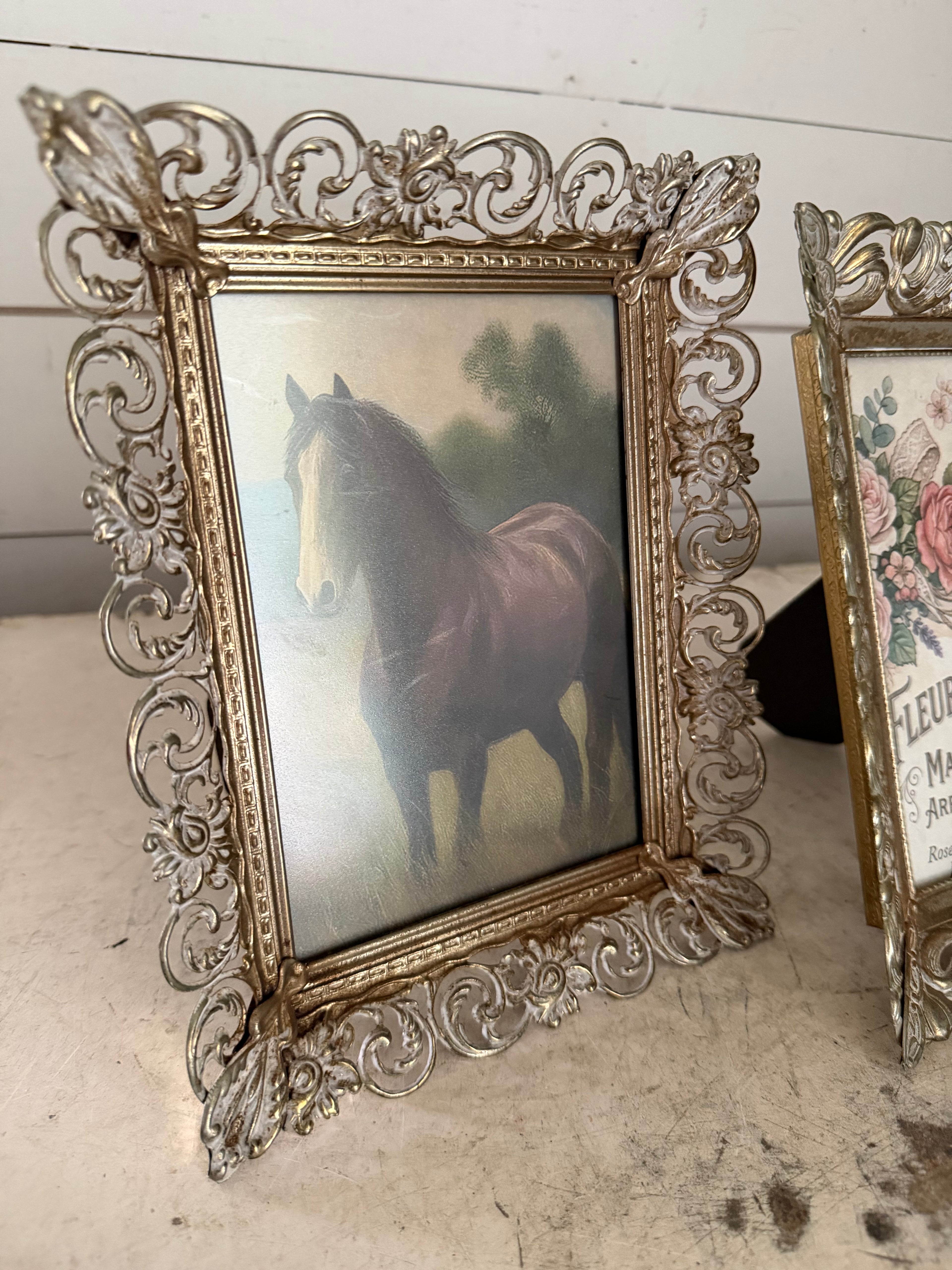 Vintage Metal Frame with Art sold individually
