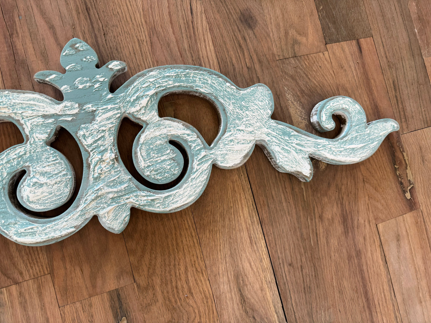 Wood pediment hand painted