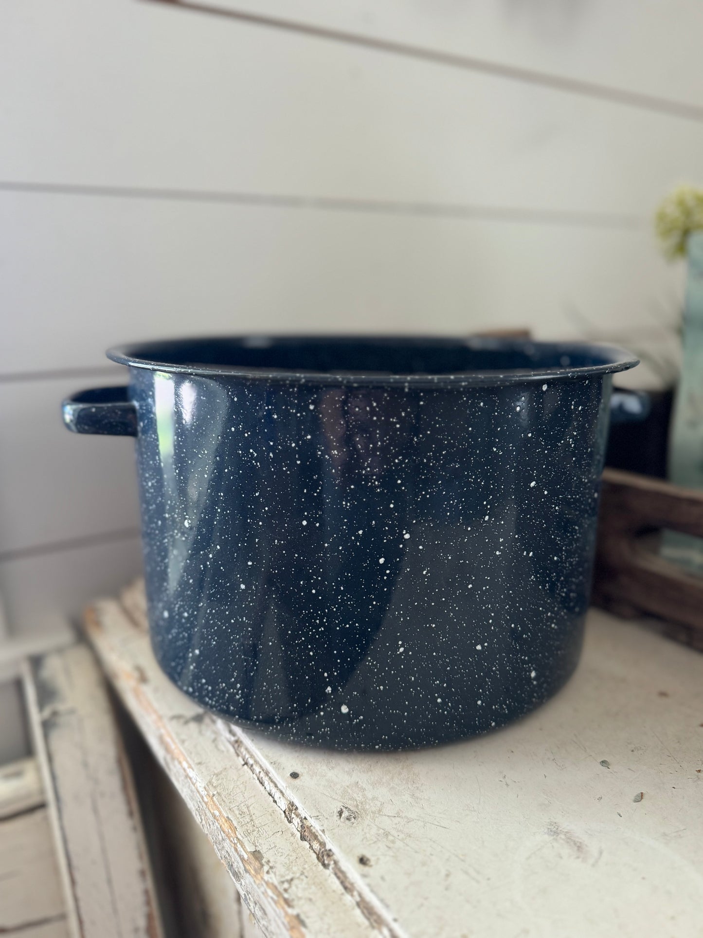 Blue/green enamel pot