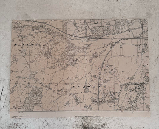 Vintage Map of Marshall & Enborne, Great Britain 13x18”