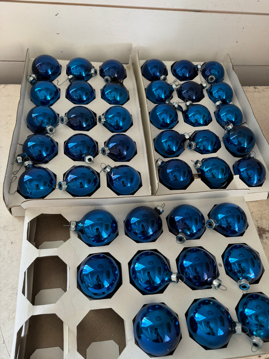 Set of Vintage blue ornaments - includes all three boxes shown