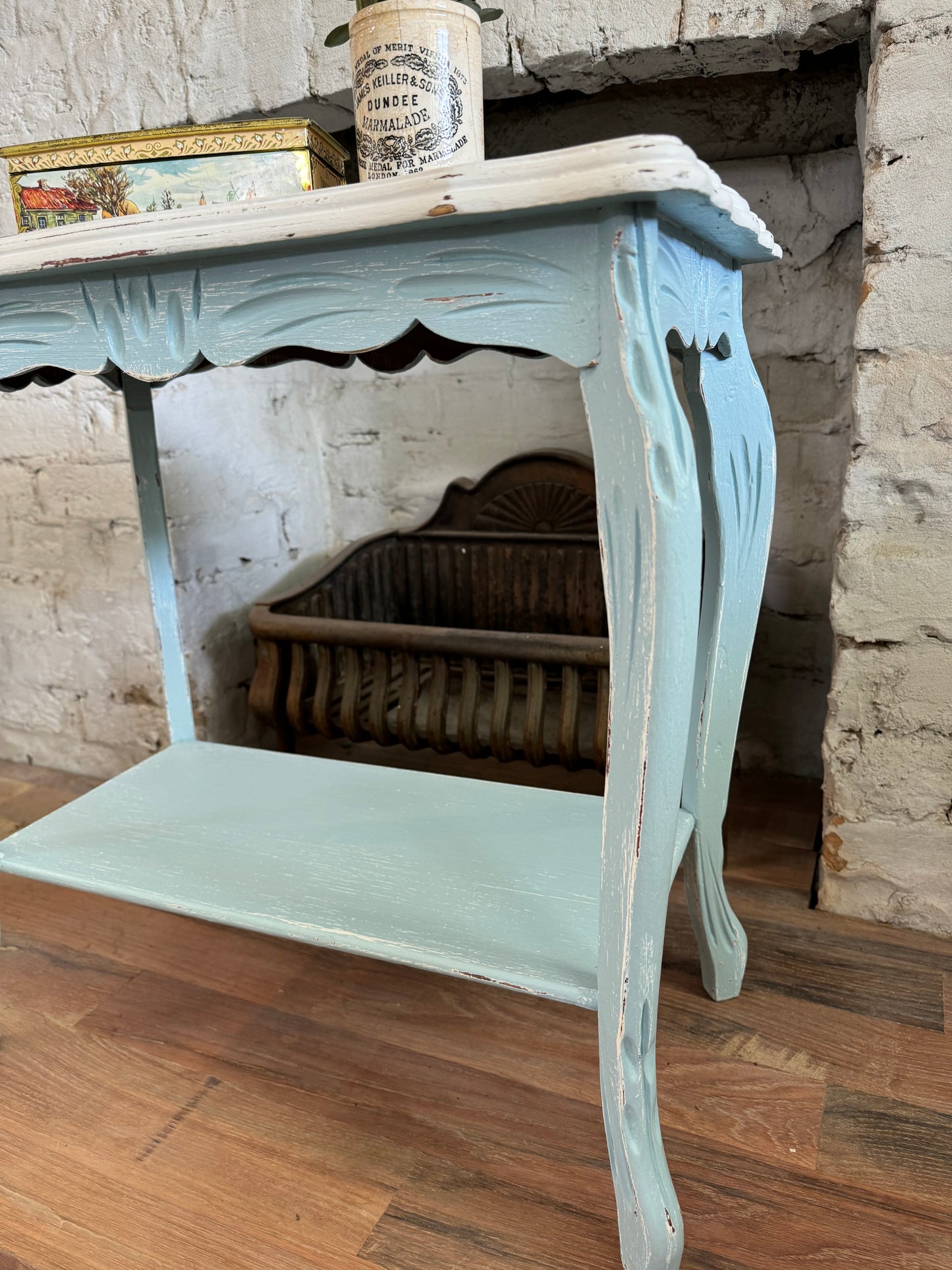 Antique Blue and White Side Table