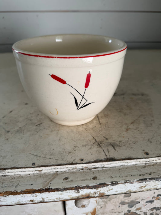 Universal Pottery Refrigerator Bowl In The Cattail Pattern - missing lid