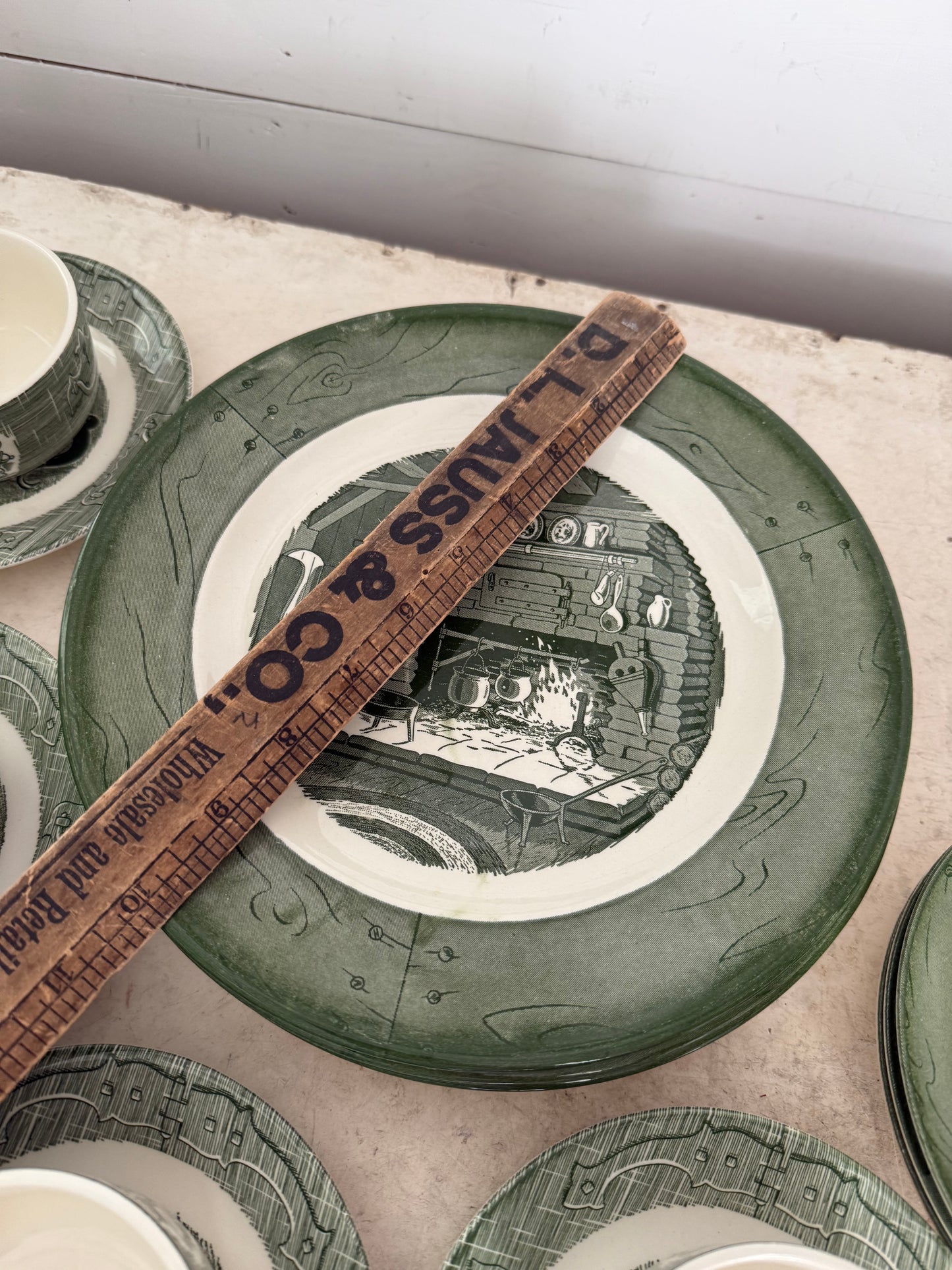 Vintage Colonial Stoneware Dishes - Green sold individually