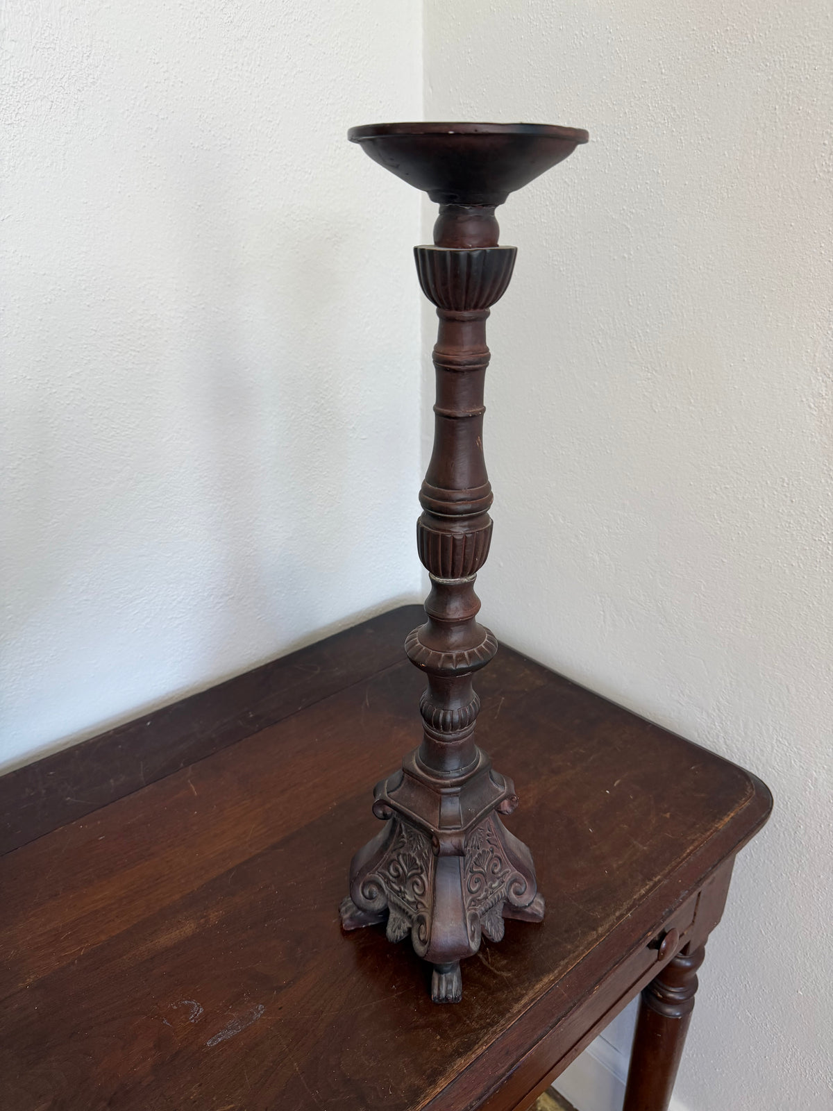 Large ornate Resin Candlestick - Will get makeover