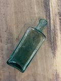 Antique blue green glass bottle rectangle bottle