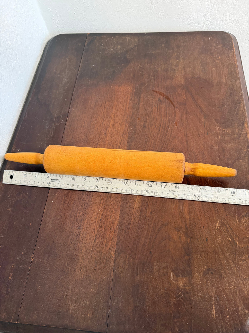 Vintage Wood Rolling Pin with Tapered Handle - Will Get Handles Painted