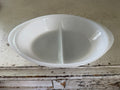 White milk class divided serving dish