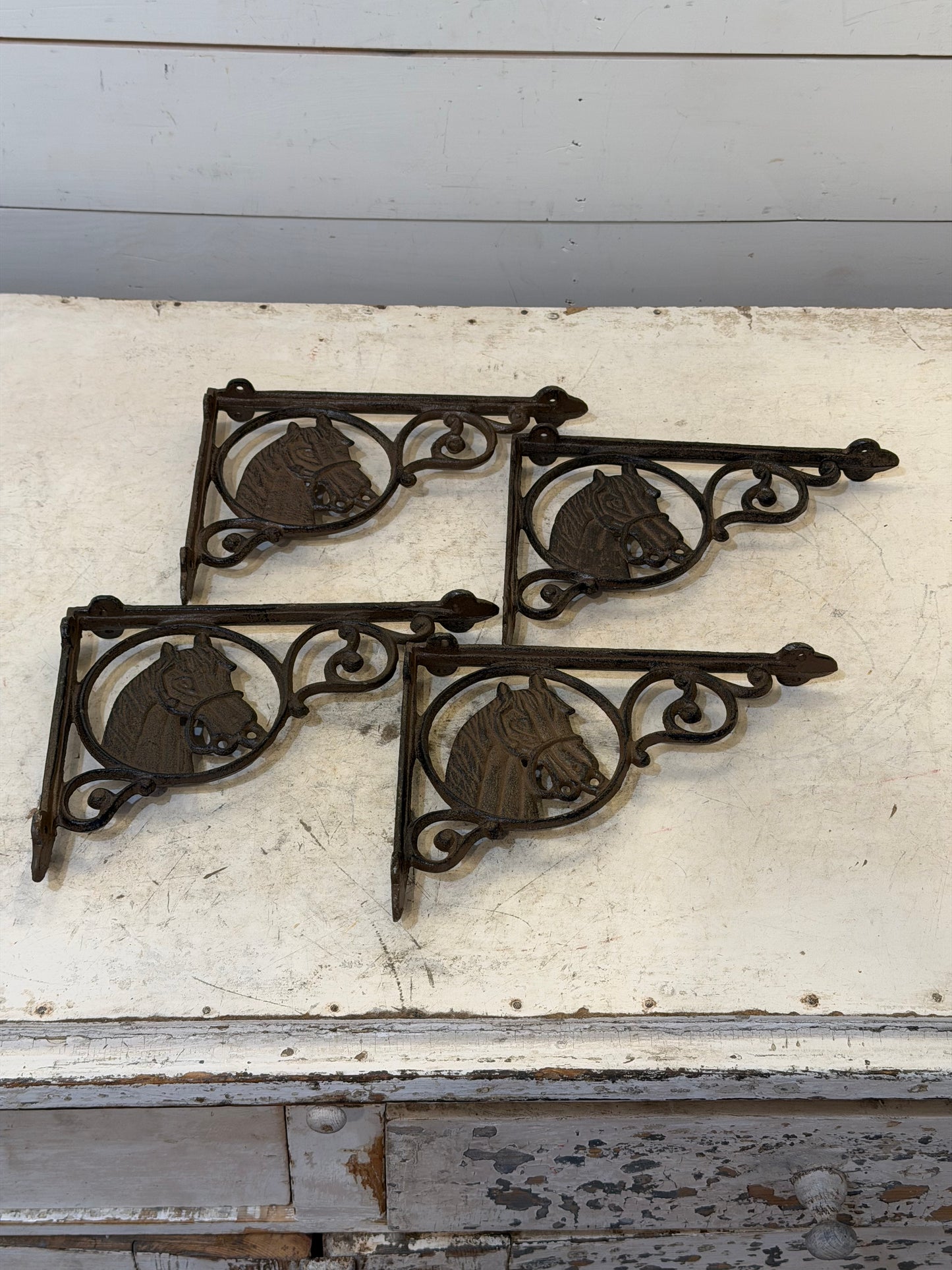 Cast Iron Horse Corner Shelf Bracket 9”