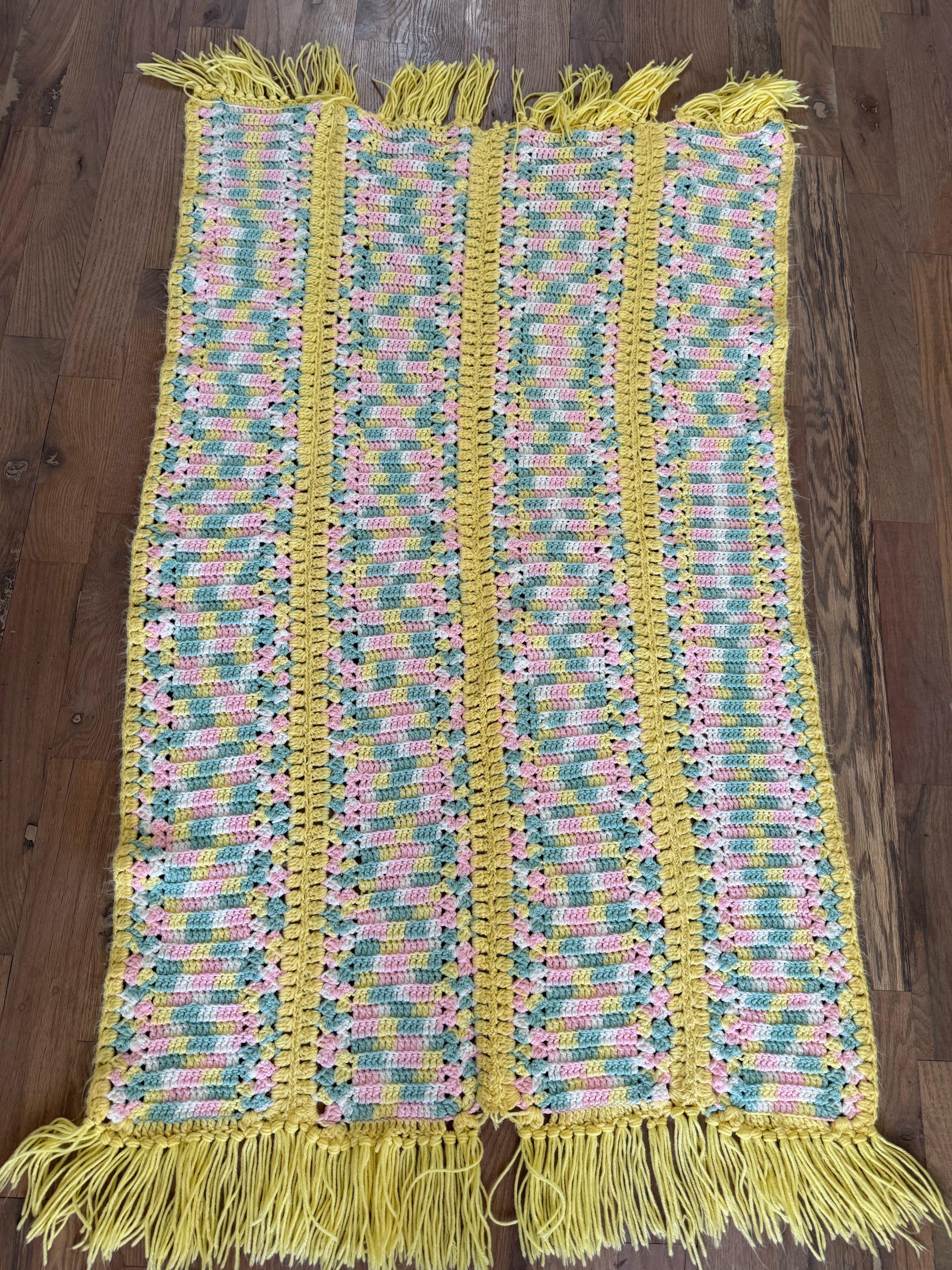 Baby Afghan Yellow Fringe