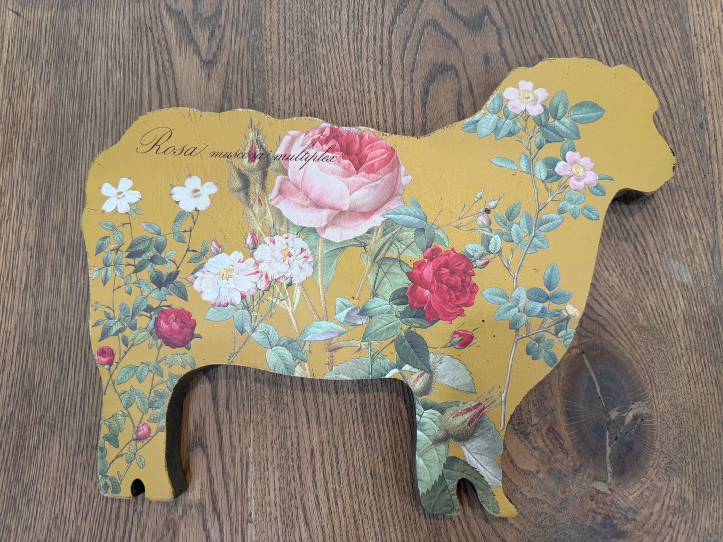 Hand Painted and Cut Sheep Cutting Board - painted side for decor only