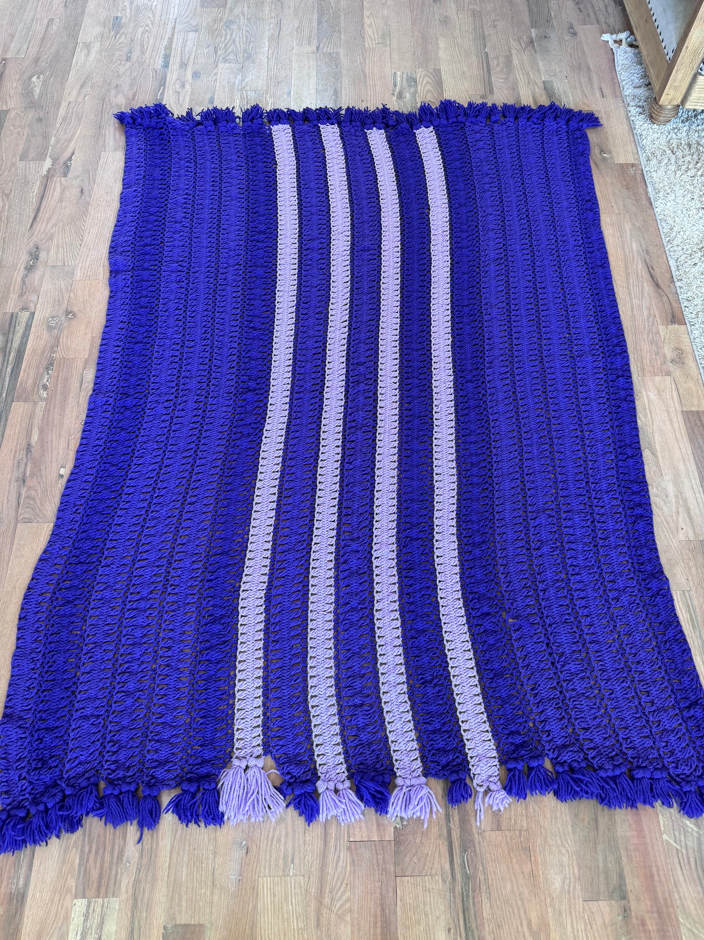 Purple and Heather striped Afghan