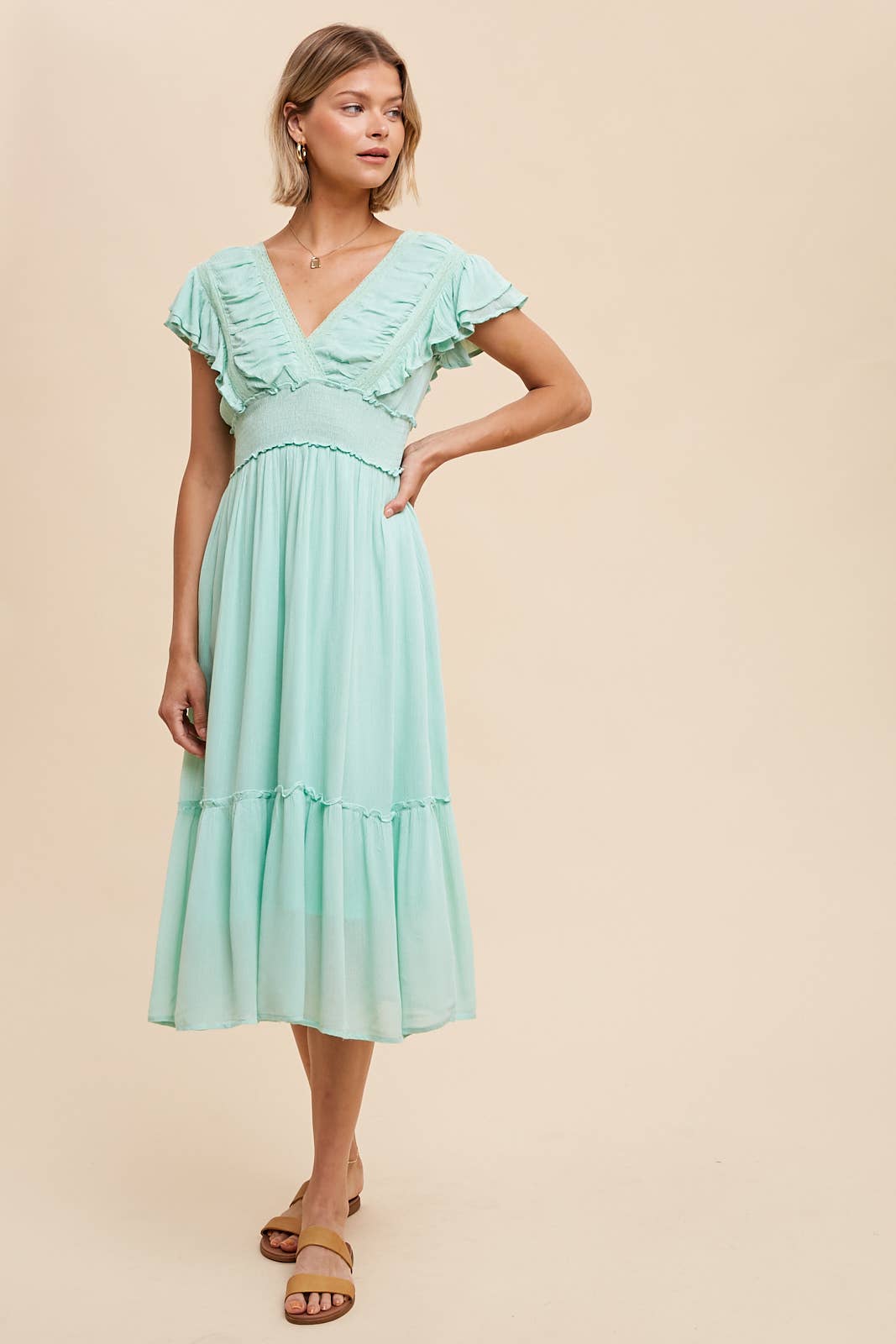 Flutter Ruffle Sleeve Dress