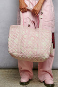 Bohemian Block Print Floral Print Woven Tote Bag
