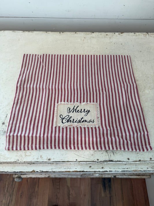 Merry Christmas Red and White Striped Dish Cloth