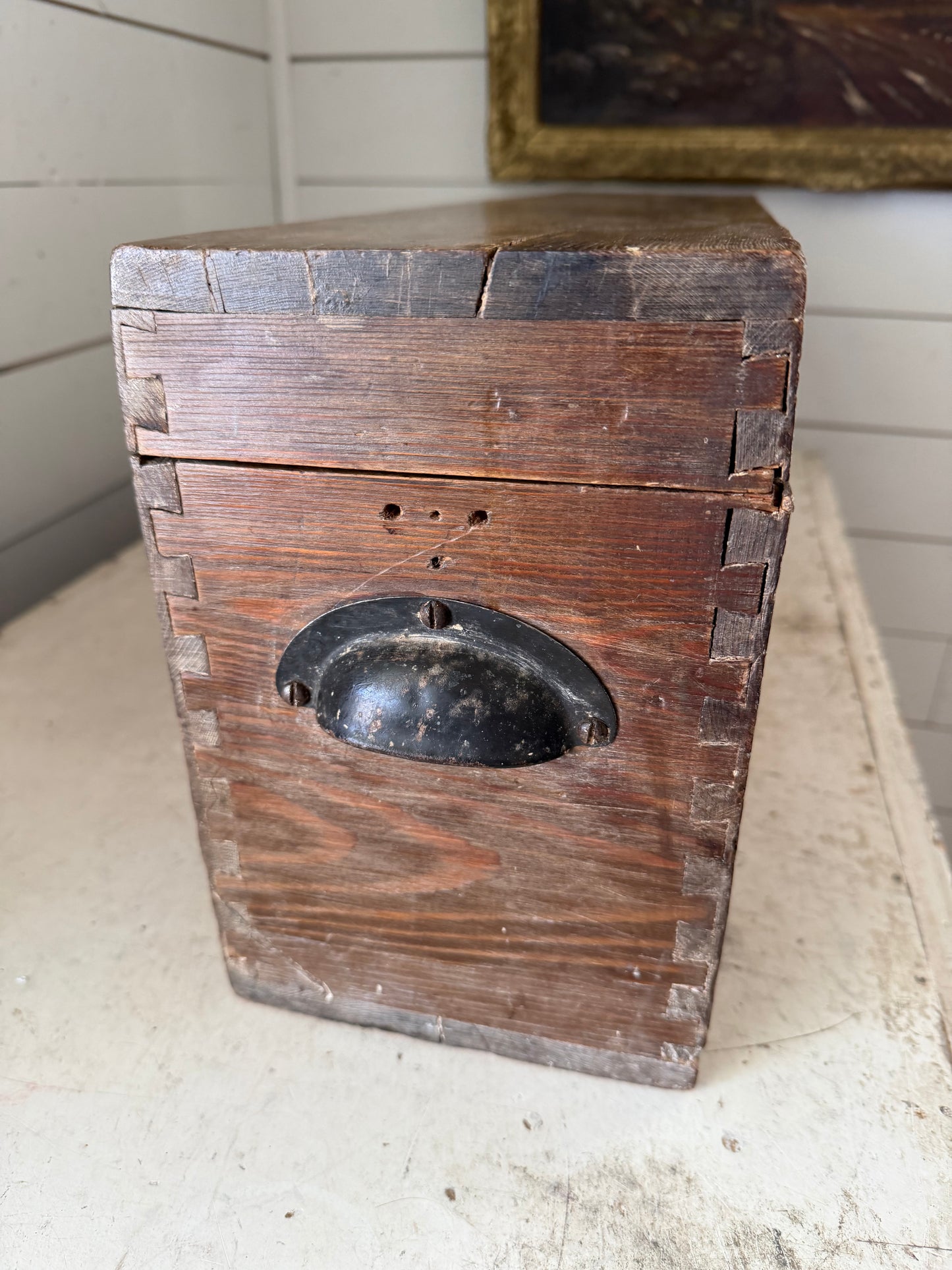 Antique Lord Robert’s Workshops Wood Storage Tote Crate With Handles - Dovetailed
