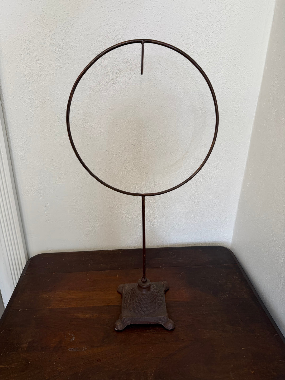 Cast Iron Base Wreath Display with hook on two sides