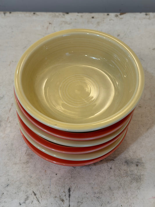 vintage Homer Laughlin Fiestaware 7" coupe cereal bowls in yellow and scarlet colors - SOLD individually