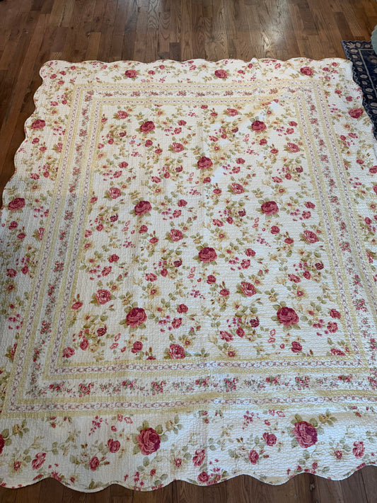 Queen Floral Quilted Bedspread