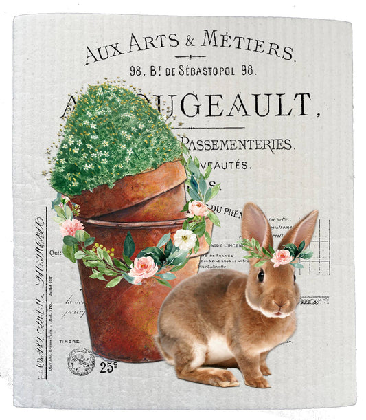 Vintage Easter French Bunny Kitchen SWEDISH DISH CLOTH