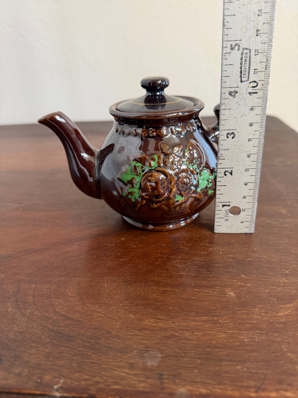 Japanese Redware Style Teapot with Brown Glaze
