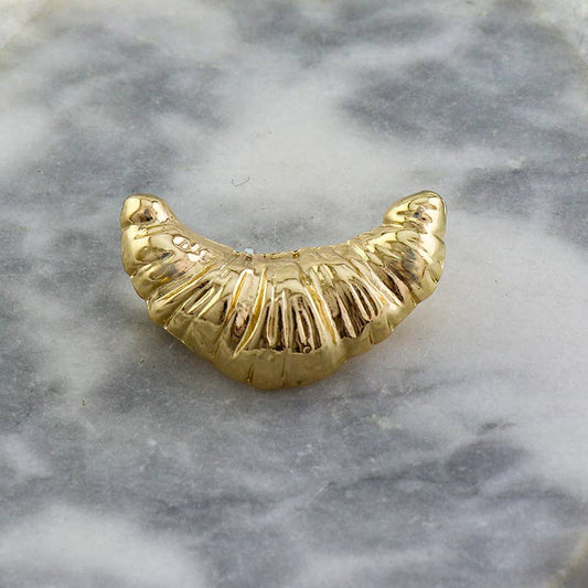 Metallic Croissant Brooch, Pastry Lapel Pin