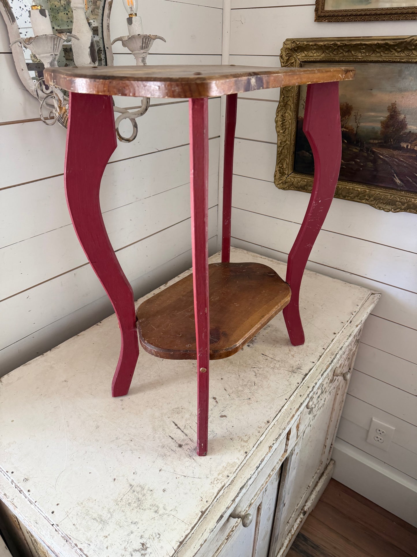 Oak two Tiered Side Table - Will Get Makeover