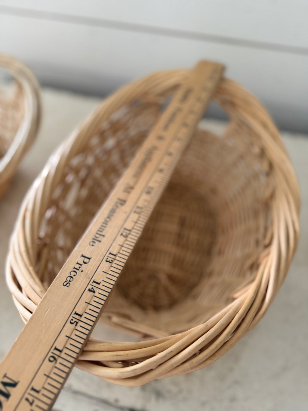 Set of small French style laundry baskets