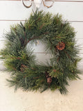 Christmas wreath with pinecones
