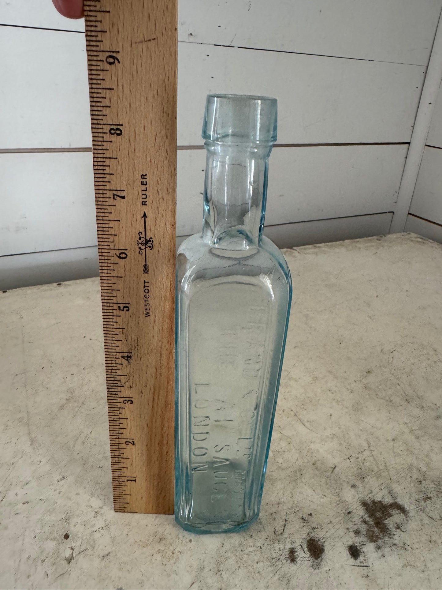 Vintage 1920’s The “A1” Sauce London Aqua Glass Bottle