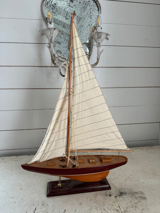 Model Sailing Yacht with Fabric Sail