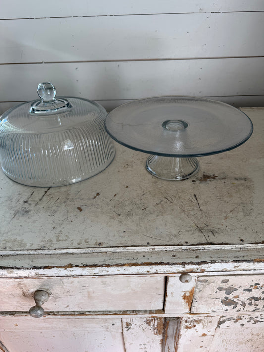 Vintage Anchor Hocking cake Plate and Punch Bowl