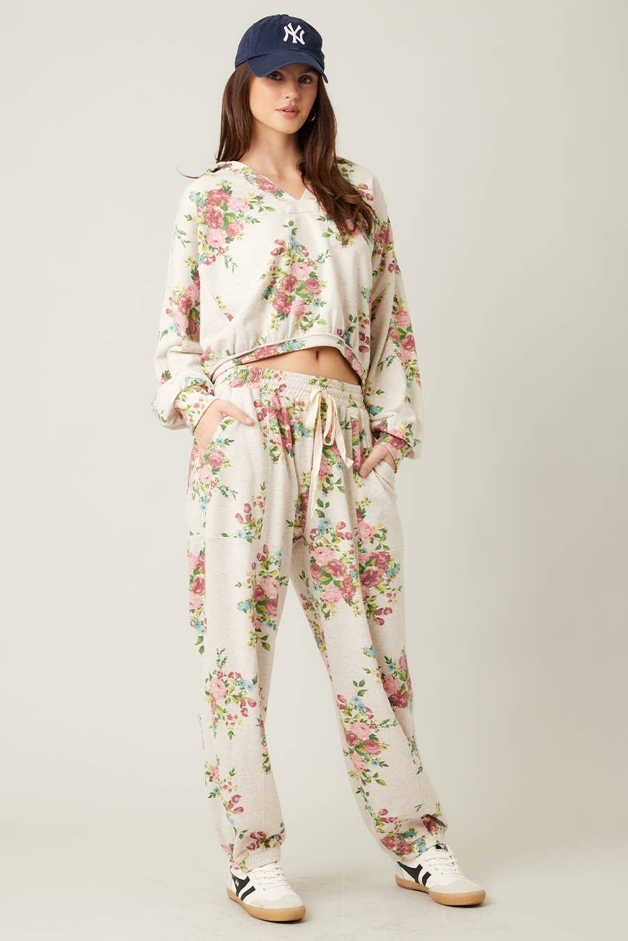 Floral Cotton Terry Joggers