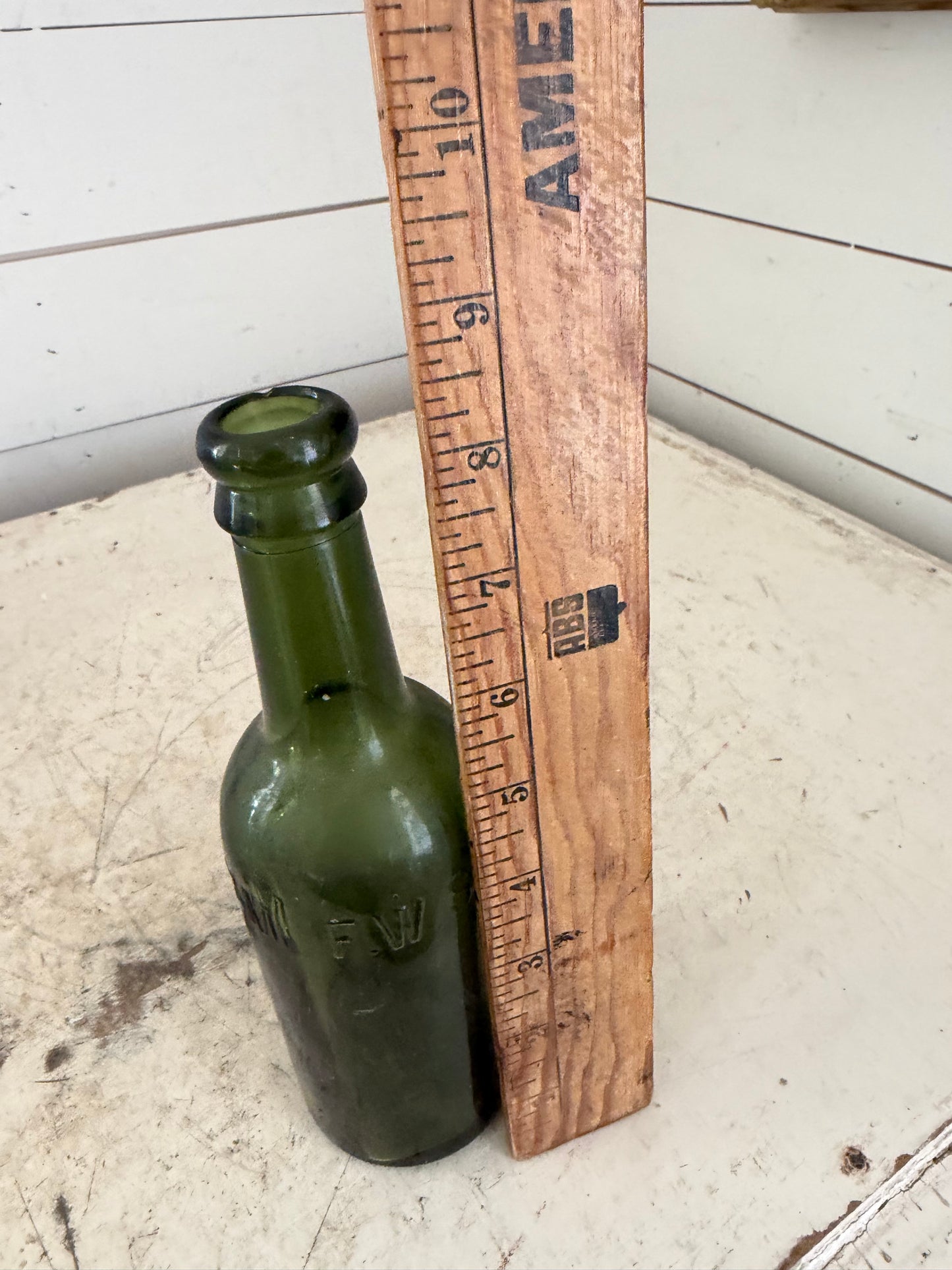 Antique Soames Wrexham Olive Green Bottle