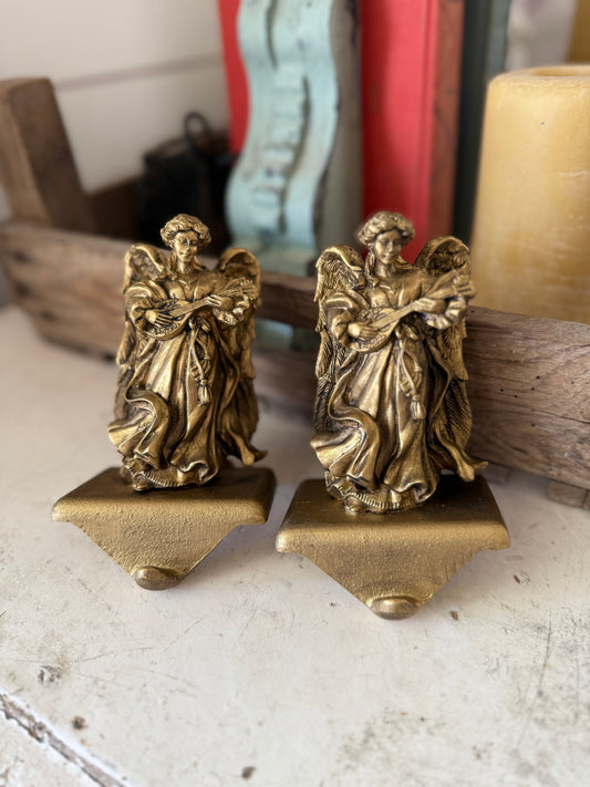 Angel Stocking Holder Set will get repaired and painted gold with dark wax