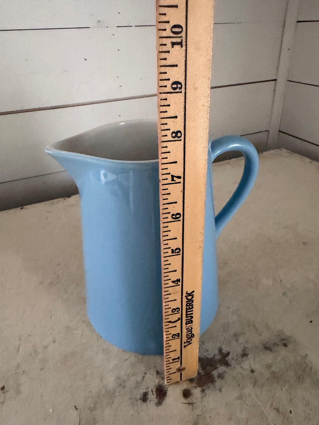 Cornflower blue ceramic pitcher