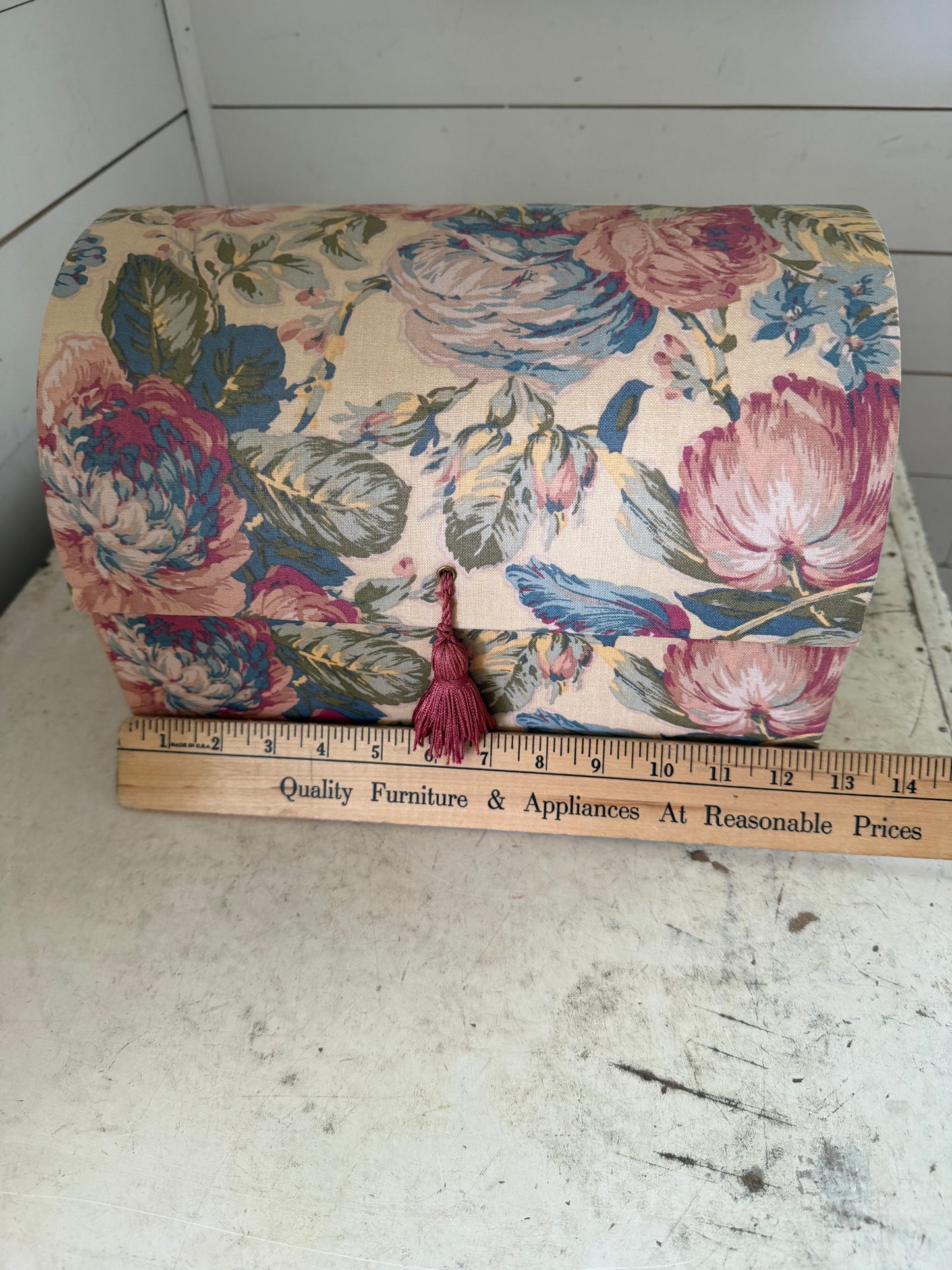 Vintage Chintz Fabric Jewelry Box With insert Boxes