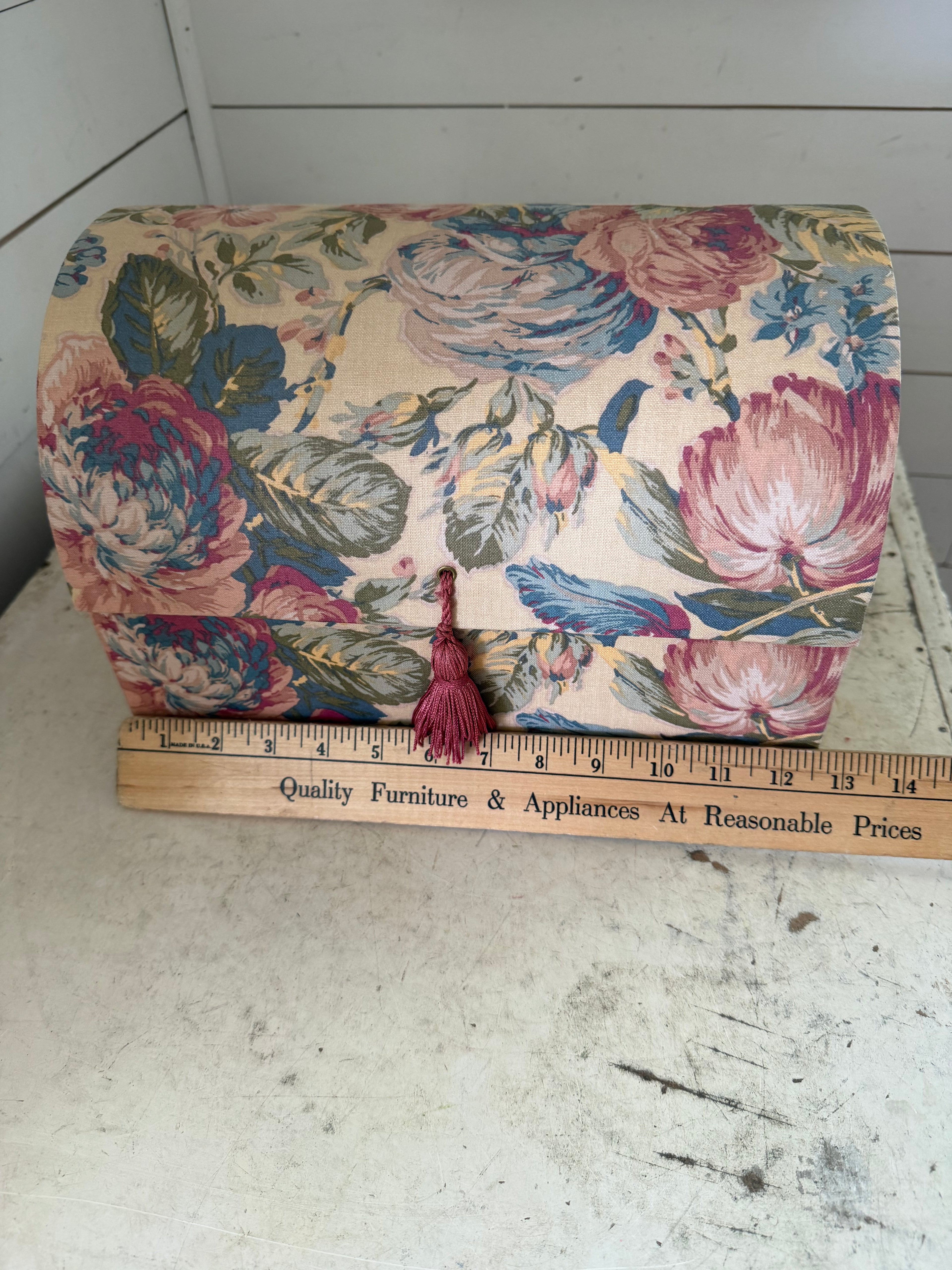 Vintage Chintz Fabric Jewelry Box With insert Boxes