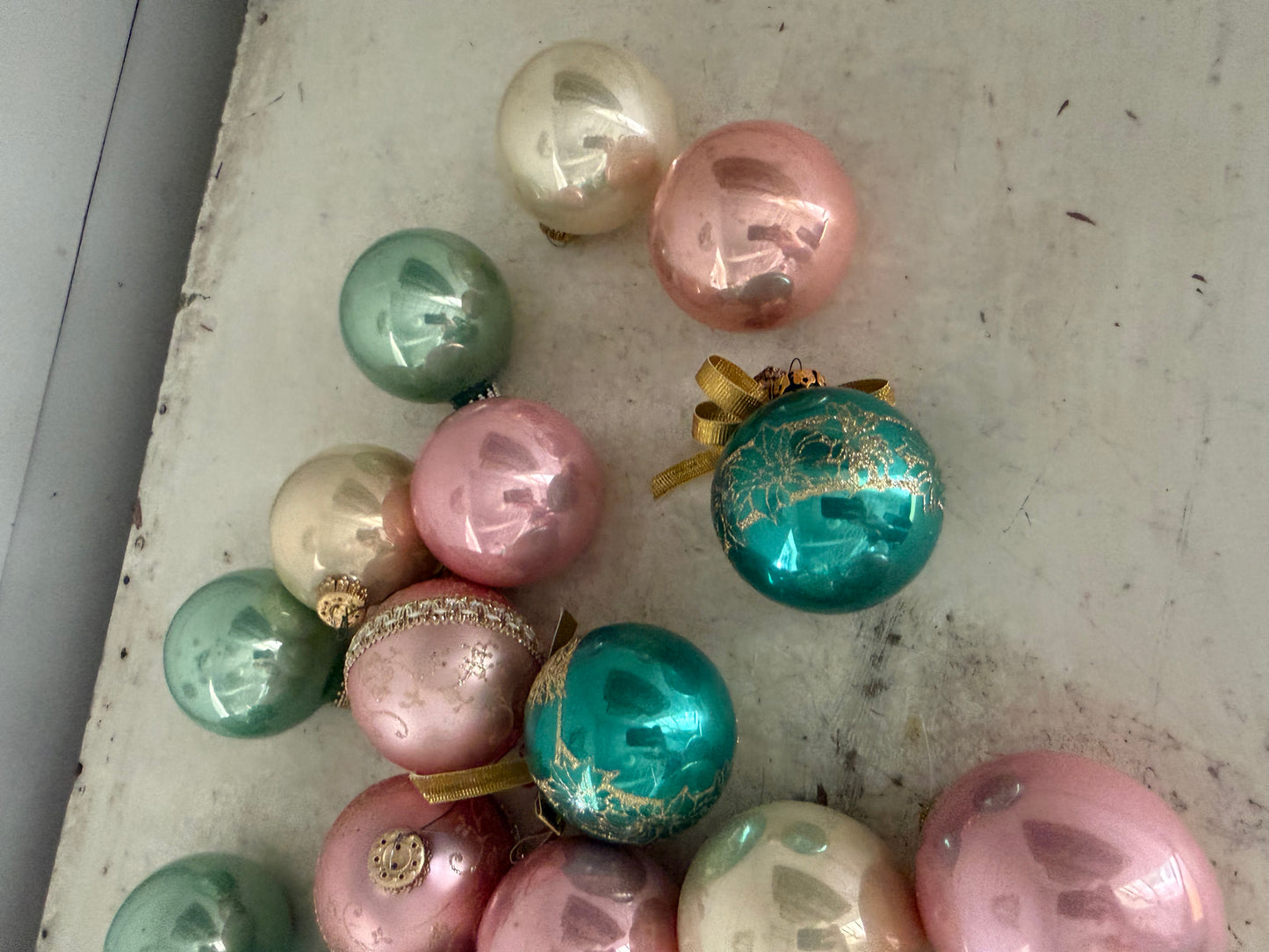 Set of vintage glass ornaments, everything shown here