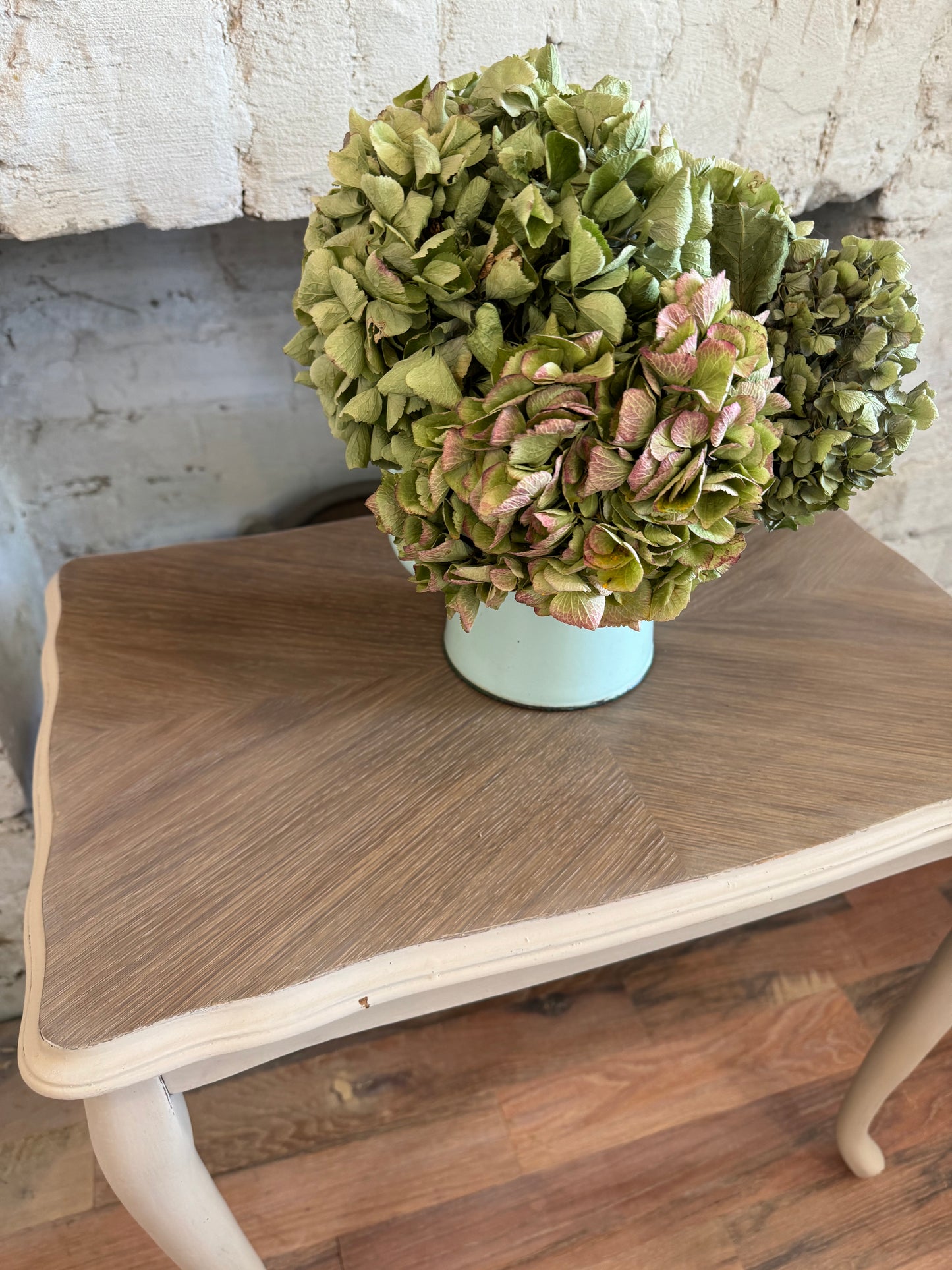 Vintage Oak Side Table - Hand Painted