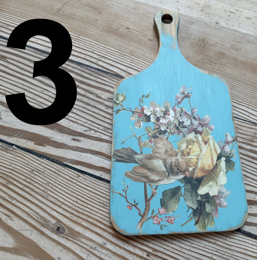 Hand-painted cottage cutting boards sold individually