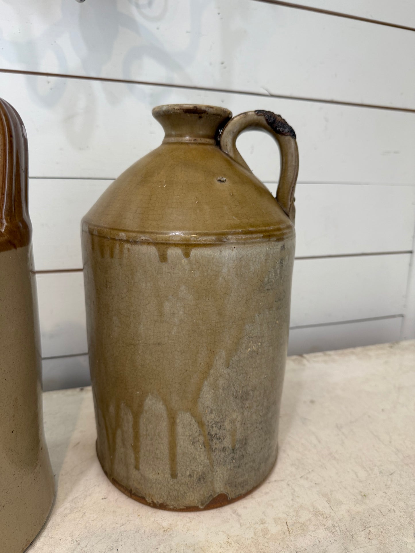 Large Antique Vintage English Stoneware Earthenwarw Flagon - sold individually