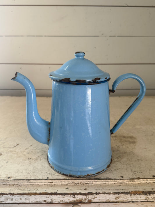 Antique French blue enamel coffee pot