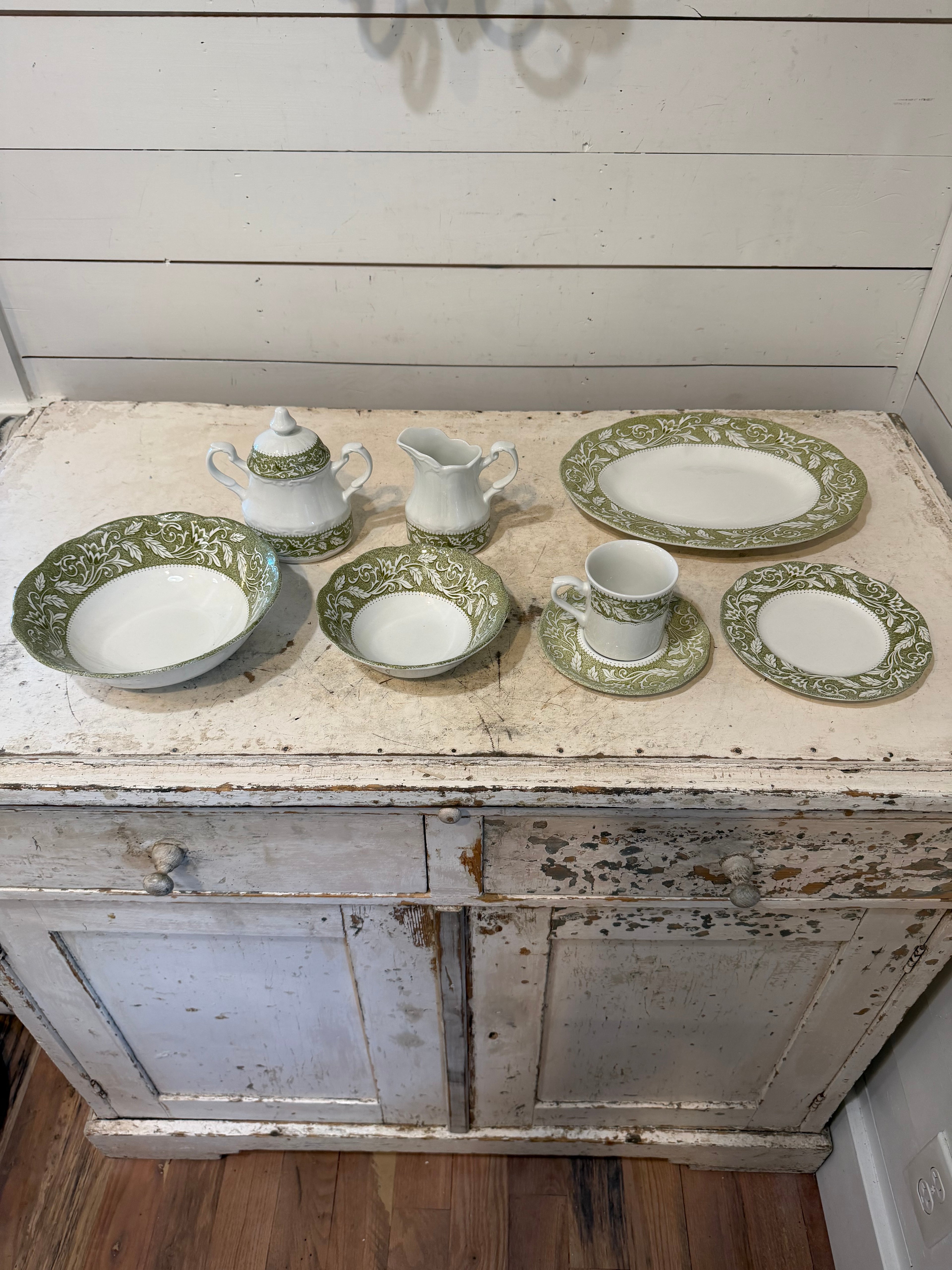 Vintage Ironstone Dishes "Renaissance Green" pattern by J & G Meakin SOLD INDIVIDUALLY