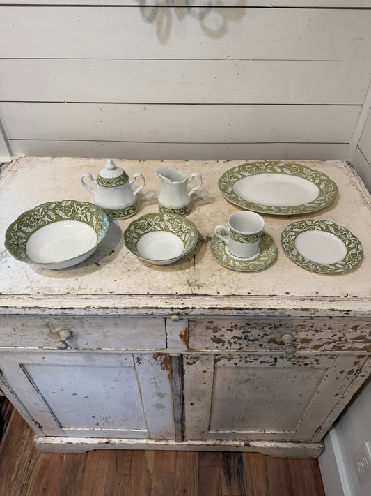 Vintage Ironstone Dishes "Renaissance Green" pattern by J & G Meakin SOLD INDIVIDUALLY