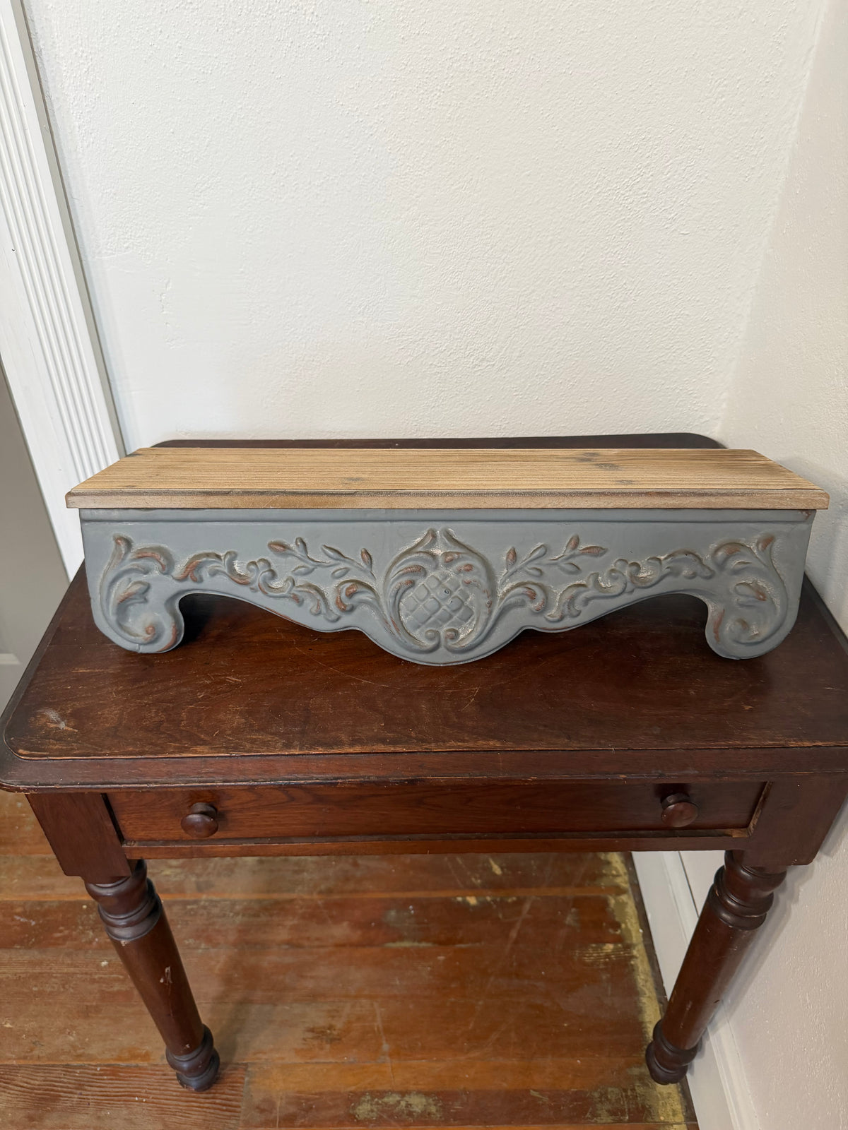 Pressed Tin and wood Shelf will Get Makeover