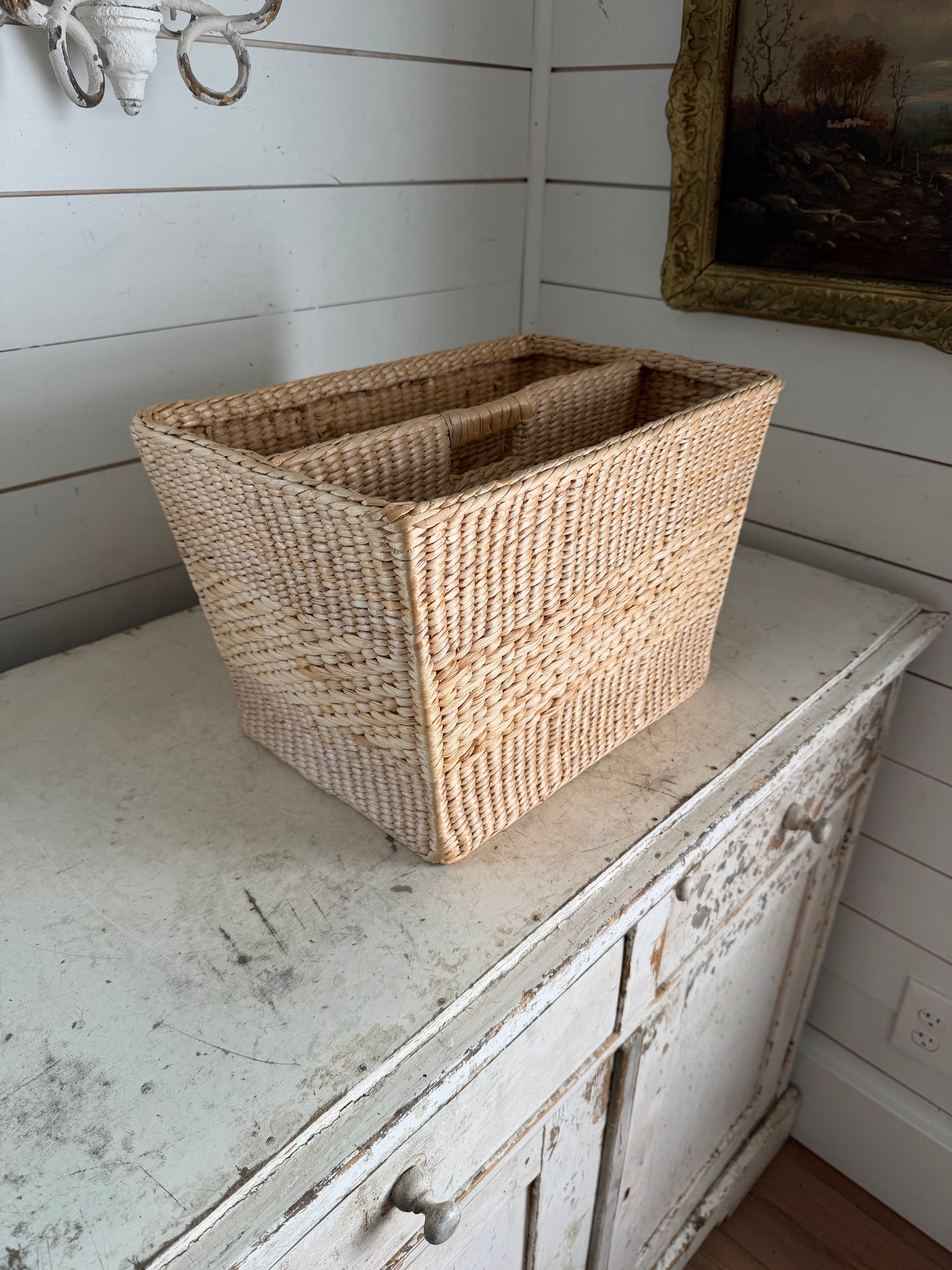 Divided Wicker Magazine Basket