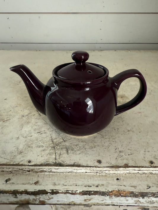 Deep plumb, porcelain teapot - single serving